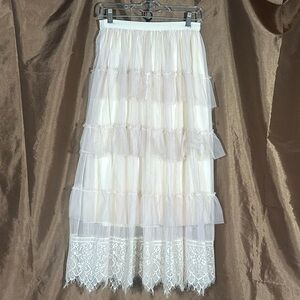 SooLinen A-Line Skirt High Waist Apricot Tulle (easy to match with anything)